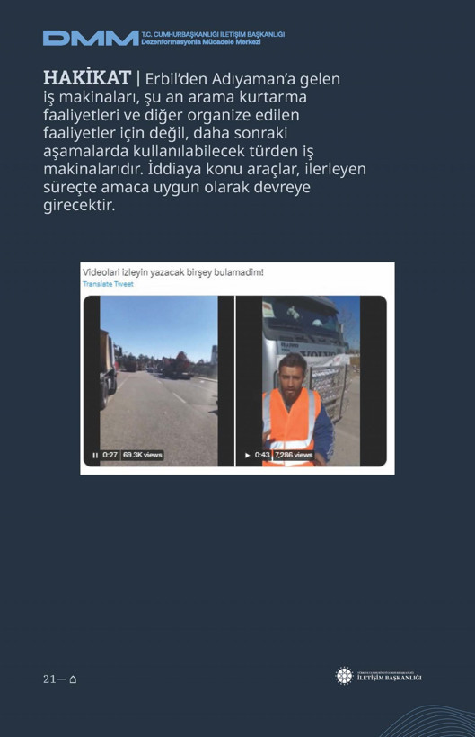 İletişim Başkanlığı'ndan vatandaşları doğru yönlendirmek adına 'Deprem Dezenformasyon Bültenleri': Yalan ve Hakikat karşı karşıya getirildi - Resim: 160