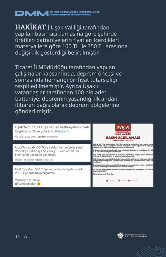 İletişim Başkanlığı'ndan vatandaşları doğru yönlendirmek adına 'Deprem Dezenformasyon Bültenleri': Yalan ve Hakikat karşı karşıya getirildi - Resim: 19