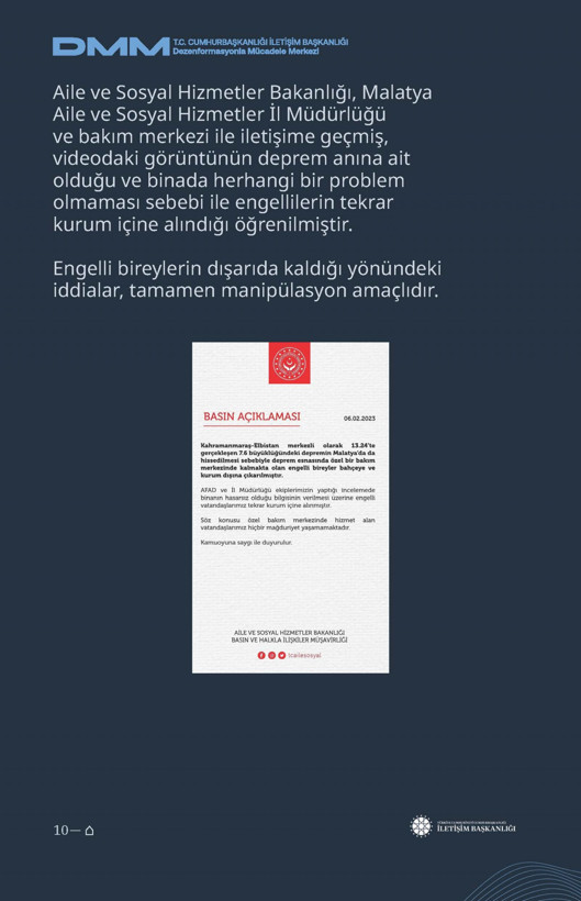 İletişim Başkanlığı'ndan vatandaşları doğru yönlendirmek adına 'Deprem Dezenformasyon Bültenleri': Yalan ve Hakikat karşı karşıya getirildi - Resim: 11