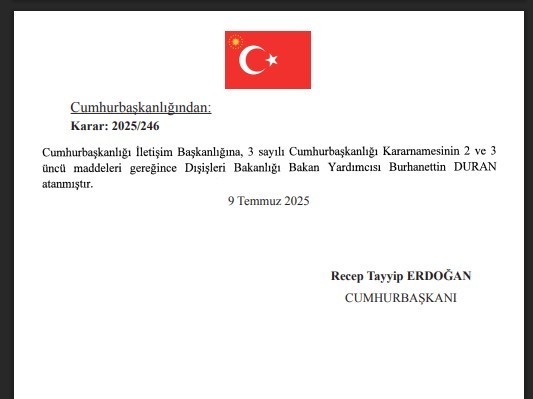 İletişim Başkanlığı'na Fahrettin Altun'un yerine Burhanettin Duran atandı - Resim : 1