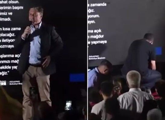 CHP Grup Başkanvekili Murat Emir sahneden inerken düştü! O anlar kamerada - Resim: 2