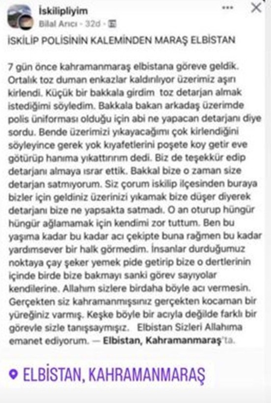 Gönüllü olarak gittiği deprem bölgesine giden Polis Memuru Ferhat Erduğan'ı da dinleyenleri de duygulandıran bir olay yaşandı - Resim: 1
