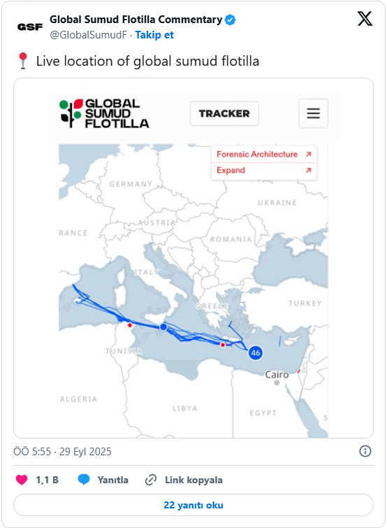 Sumud Filosu, Gazze yolunda: Yüksek risk bölgesine iki gün kaldı - Resim : 1