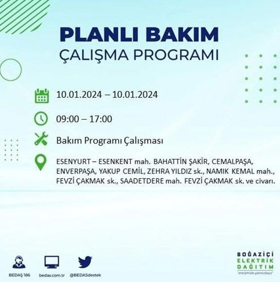 İstanbul'un 17 ilçesinde 10 Ocak'ta elektrik kesintisi! Elektrik ne zaman gelecek? | BEDAŞ kesinti programı - Resim: 19