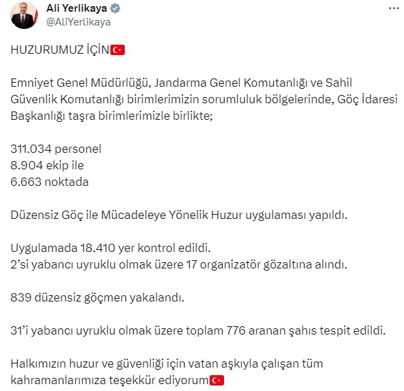 SON DAKİKA! Düzensiz Göç ile Mücadeleye Yönelik Huzur uygulamasında 17 organizatör yakalandı - Resim: 1