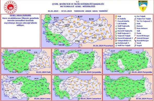 2024'ün ilk haftasında hava nasıl olacak? Meteoroloji'den 7 günlük tahmin - Resim: 4