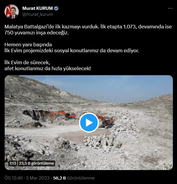 Çevre, Şehircilik ve İklim Değişikliği Bakanı Murat Kurum'dan deprem bölgesindeki konutlara ilişkin açıklama: İlk Evim ve Afet konutları bir yapılacak - Resim : 2