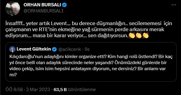 6'lı masa arasındaki adaylık karmaşası medyayı da birbirine düşürdü: Cumhuriyet yazarı Orhan Bursalı ile Levent Gültekin arasında adaylık kavgası - Resim : 3