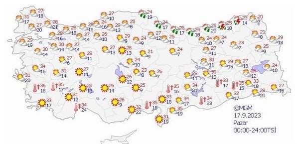 Meteoroloji alarm verdi! 4 bölgeye kritik uyarı! Rüzgar uçuracak! | 17-21 Eylül 2023 il il hava durumu - Resim: 14