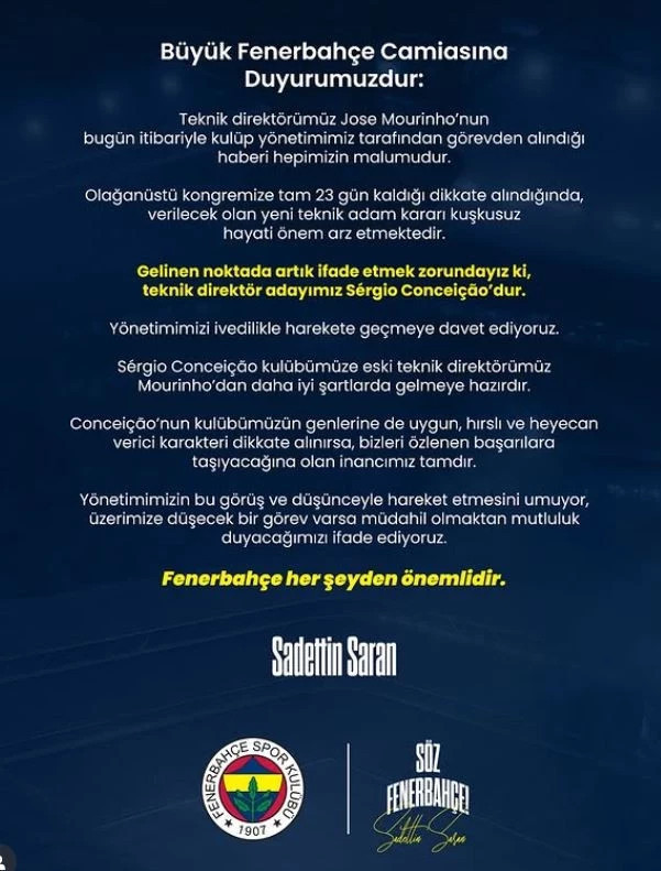 Fenerbahçe Başkan Adayı Sadetin Saran, istedikleri teknik adamı açıkladı - Resim : 1