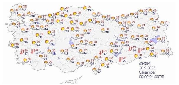 Meteoroloji alarm verdi! 4 bölgeye kritik uyarı! Rüzgar uçuracak! | 17-21 Eylül 2023 il il hava durumu - Resim: 17