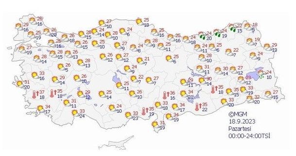 Meteoroloji alarm verdi! 4 bölgeye kritik uyarı! Rüzgar uçuracak! | 17-21 Eylül 2023 il il hava durumu - Resim: 15