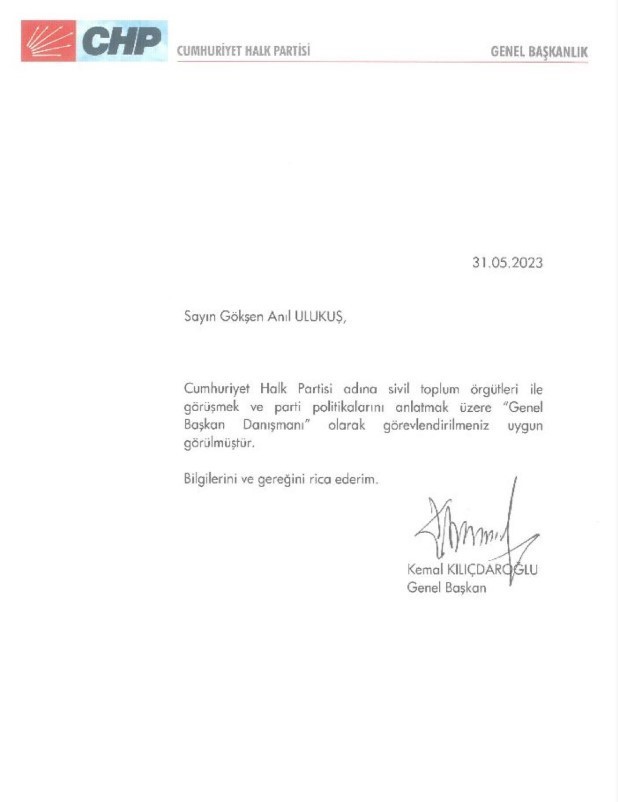 Eski Zafer Partili Gökşen Anıl Ulukuş "CHP Genel Başkan Danışmanlığı görevine atandım" dedi, CHP'den yalanlama geldi - Resim : 1