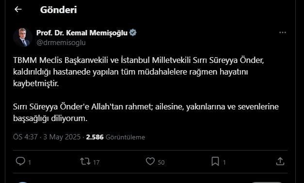 Siyasilerden Sırrı Süreyya Önder için başsağlığı mesajı - Resim: 5