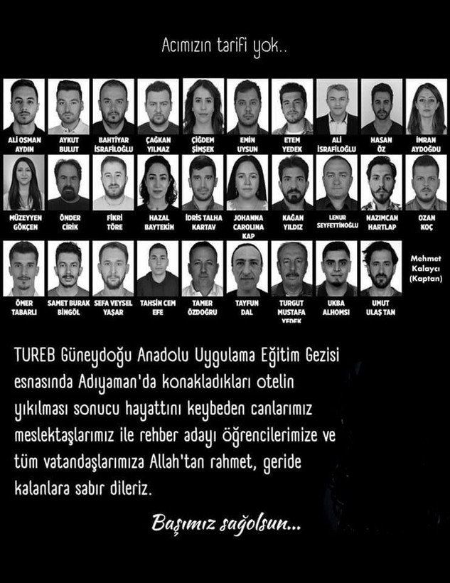 TUREB, Adıyaman'da 30 rehberin hayatını kaybettiği, 12'sinin yaralandığı otel için harekete geçti - Resim: 1