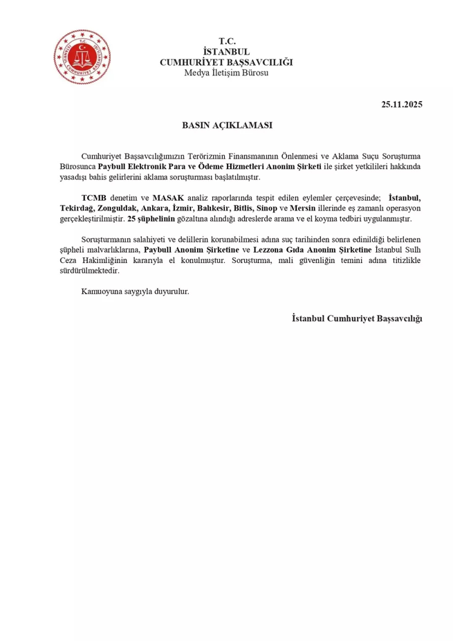 Paybull’a yasadışı bahis soruşturması: 9 ilde 25 gözaltı - Resim : 1