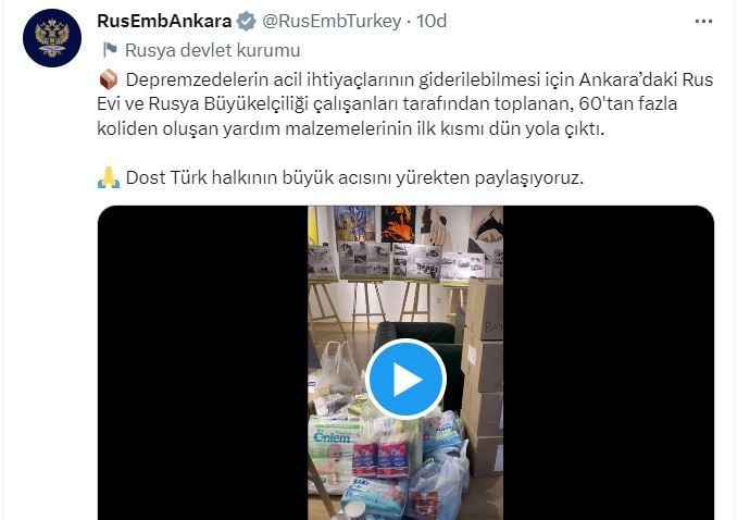 Rusya Büyükelçiliği çalışanları tarafından depremzedeler için toplanan yardım malzemeleri, deprem bölgelerine gönderildi. - Resim: 4