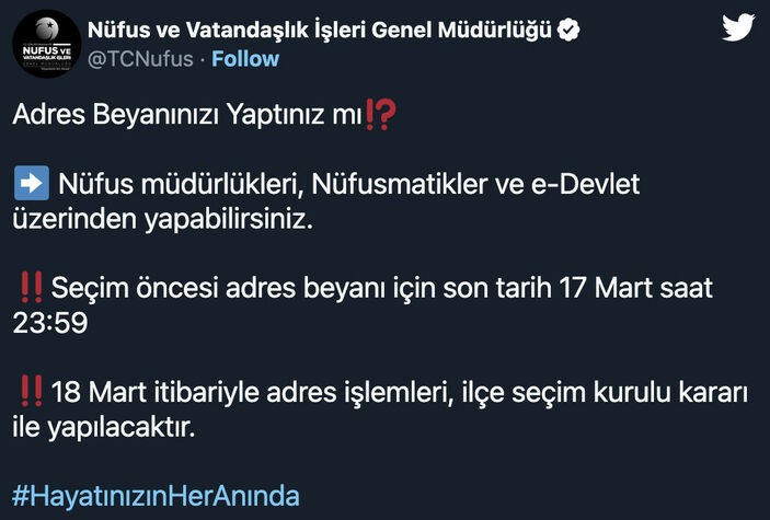 Seçimlerde oy kullanacak vatandaşlara adres beyanı uyarısı: Son gün 17 Mart - Resim : 2