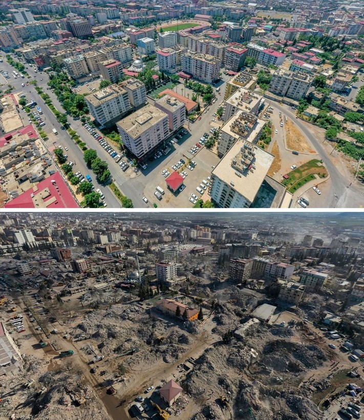 Kahramanmaraş merkezli depremlerdeki büyük yıkım fotoğraf kareleri ile bir kere daha ortaya çıktı - Resim: 12