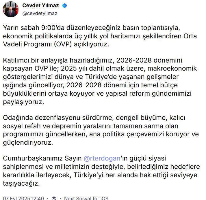 Cevdet Yılmaz yarın Orta Vadeli Programı açıklayacak - Resim : 1