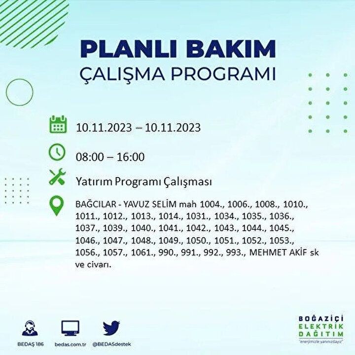 İstanbul'da saatler sürecek elektrik kesintisi! BEDAŞ saat vererek uyardı | İşte elektrik kesintisinin yaşanacağı ilçeler - Resim: 9