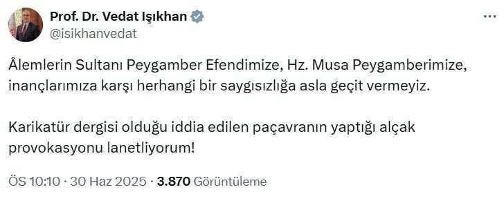 Siyasilerden Peygamber Efendimiz ve dini değerlere yönelik hakaret içeren karikatüre tepki - Resim: 5