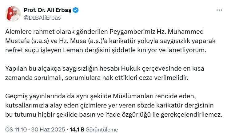 Siyasilerden Peygamber Efendimiz ve dini değerlere yönelik hakaret içeren karikatüre tepki - Resim: 10