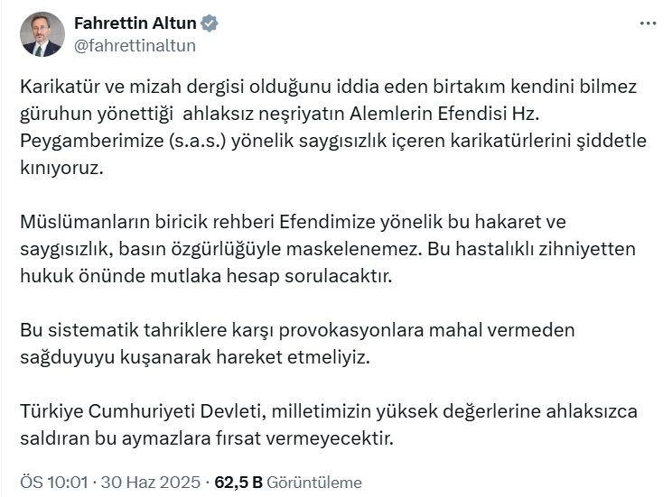 Siyasilerden Peygamber Efendimiz ve dini değerlere yönelik hakaret içeren karikatüre tepki - Resim: 4