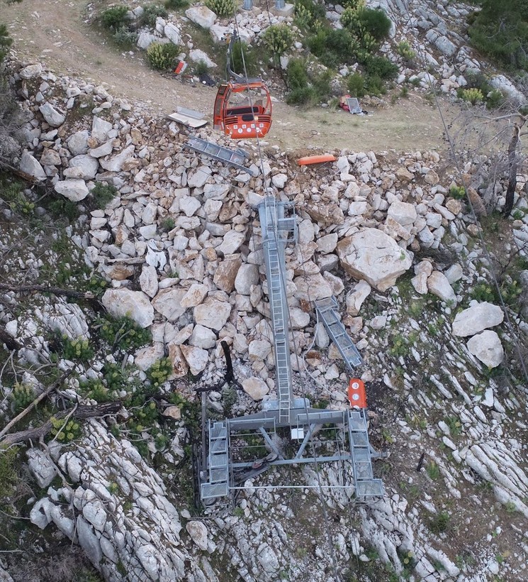 Antalya'da gerçekleşen teleferik kazasının ardından oluşan enkaz görüntülendi - Resim: 2