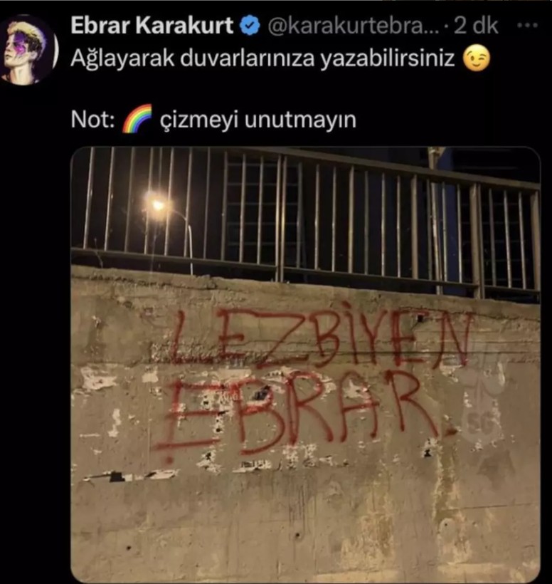 Filenin Sultanları'ndan Ebrar Karakurt duvara yazılan 'lezbiyen Ebrar' yazısını paylaştı! Bakın o paylaşımda neler dedi - Resim: 7