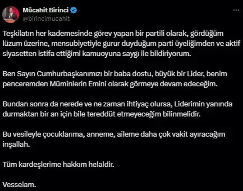 Mücahit Birinci AK Parti'den istifa etti - Resim : 1