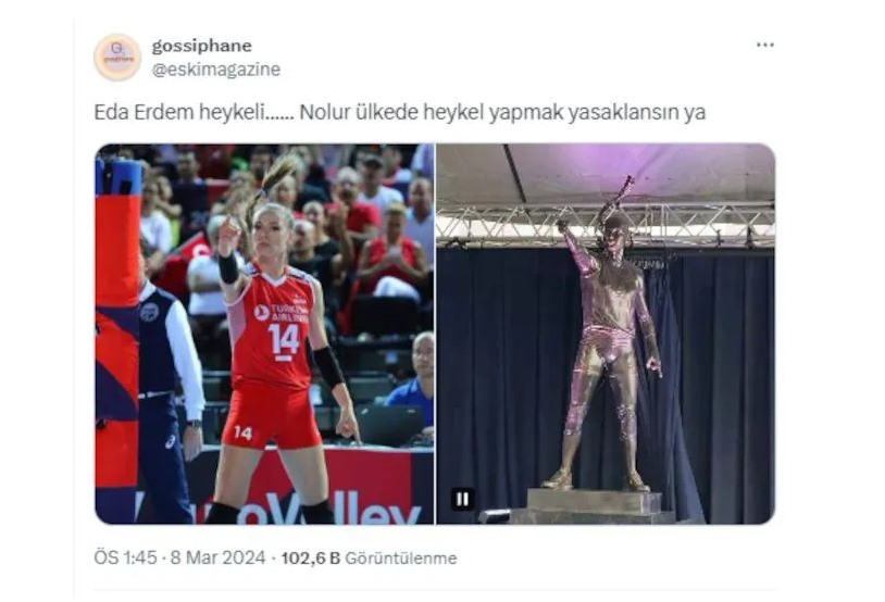 Eda Erdem'in heykeli sosyal medyada erkeğe benzetildi! Törene damga vuran konuşma - Resim: 6