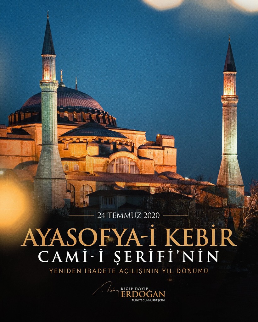 Ayasofya'da beşinci yıl: Açılışın yıldönümünde Cumhurbaşkanı Erdoğan'dan anlamlı mesaj - Resim : 1