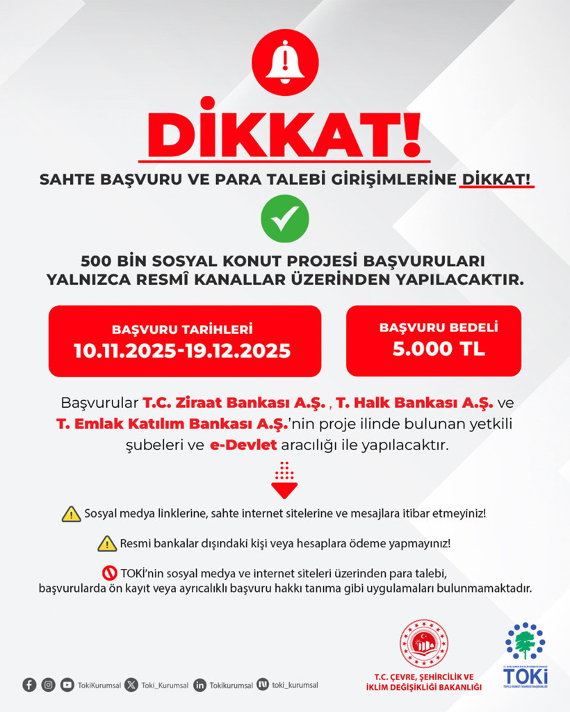 TOKİ’den önemli uyarı: Sahte başvuru sitelerine kanmayın! - Resim : 1