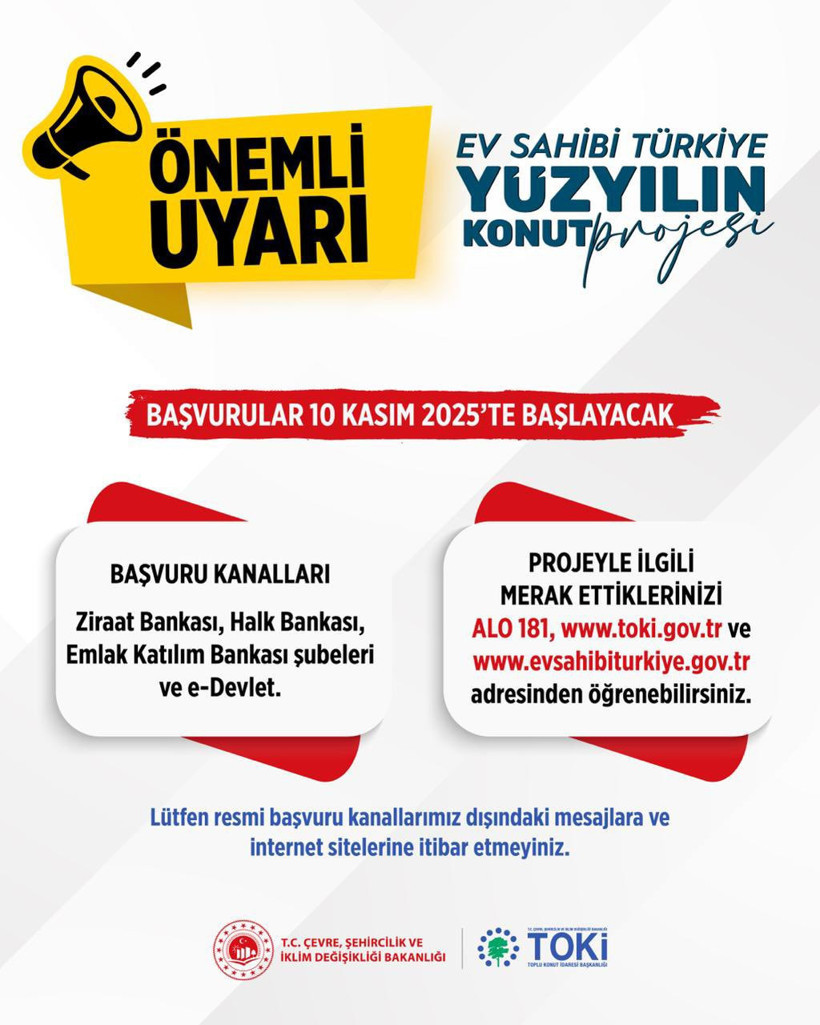 Bakanlıktan 500 bin konut için dolandırıcılık uyarısı: “Resmi kanallar dışındakilere itibar etmeyin” - Resim : 1