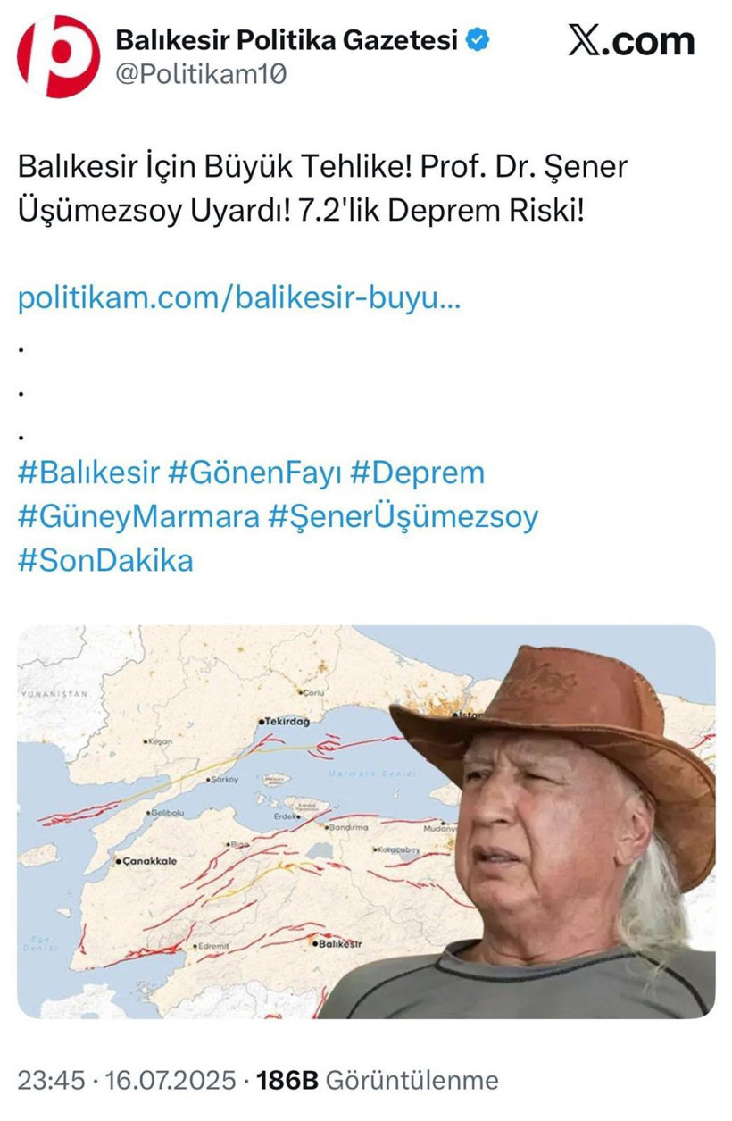 Balıkesir'de deprem! Prof, Dr. Şener Üşümezsoy haftalar önce uyarmıştı! - Resim : 1