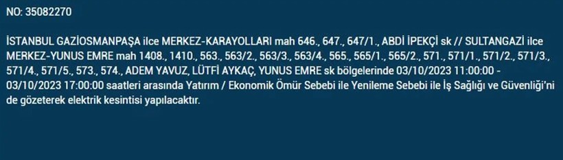 İstanbul'da elektrik kesintisi olacak! İşte 3 Ekim Salı günü elektriksiz kalacak ilçeler - Resim: 33