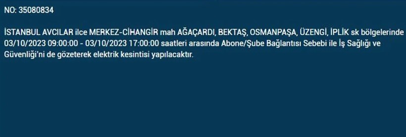 İstanbul'da elektrik kesintisi olacak! İşte 3 Ekim Salı günü elektriksiz kalacak ilçeler - Resim: 5