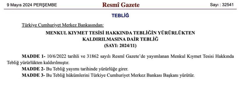 Son Dakika: Menkul kıymet tesisine ilişkin düzenleme yürürlükten kaldırıldı - Resim : 1