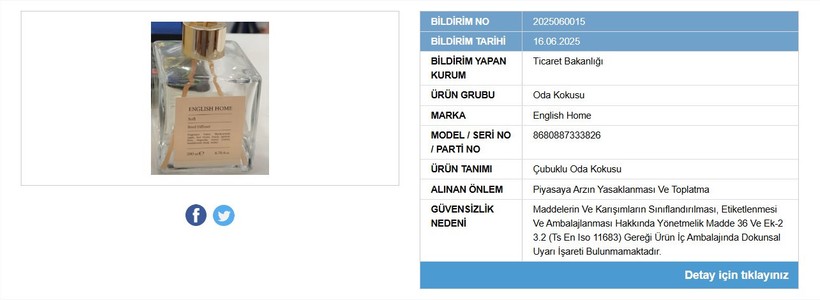 English Home’un oda kokusuna yasak! Bakanlık piyasadan toplatıyor - Resim : 1