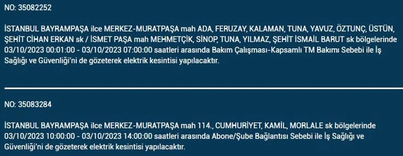 İstanbul'da elektrik kesintisi olacak! İşte 3 Ekim Salı günü elektriksiz kalacak ilçeler - Resim: 14