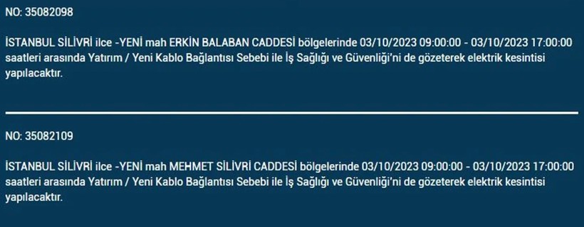 İstanbul'da elektrik kesintisi olacak! İşte 3 Ekim Salı günü elektriksiz kalacak ilçeler - Resim: 31