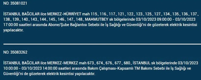 İstanbul'da elektrik kesintisi olacak! İşte 3 Ekim Salı günü elektriksiz kalacak ilçeler - Resim: 9