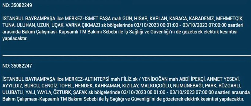 İstanbul'da elektrik kesintisi olacak! İşte 3 Ekim Salı günü elektriksiz kalacak ilçeler - Resim: 13