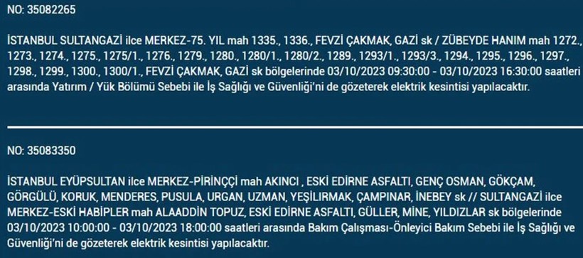İstanbul'da elektrik kesintisi olacak! İşte 3 Ekim Salı günü elektriksiz kalacak ilçeler - Resim: 32