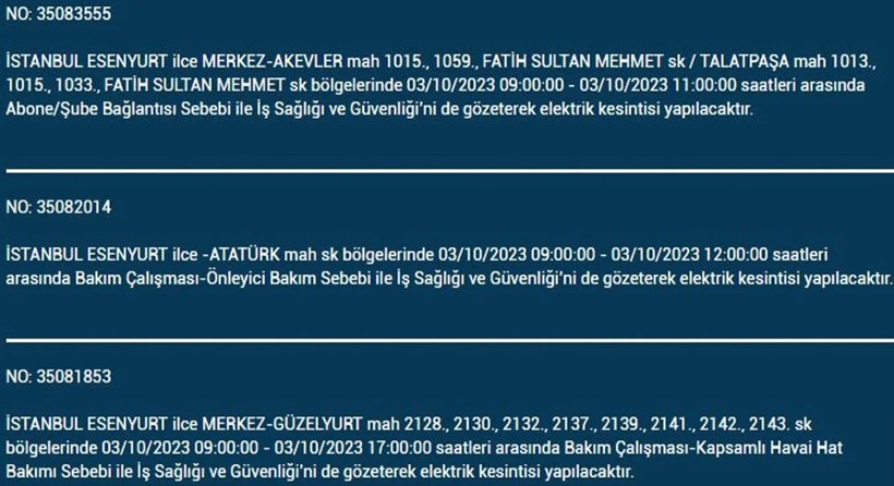 İstanbul'da elektrik kesintisi olacak! İşte 3 Ekim Salı günü elektriksiz kalacak ilçeler - Resim: 20