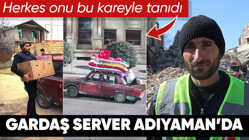 Eski aracına taktığı Türk bayrağıyla köy köy yardım toplayan Azerbaycanlı Server Beşirli Adıyaman'a geldi | VİDEO