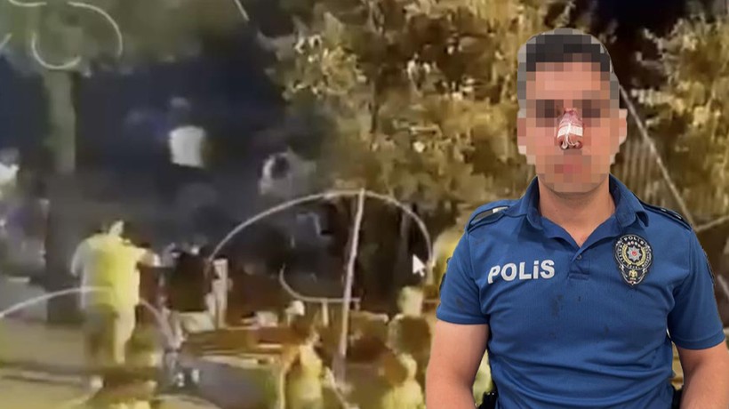 Beşiktaş'ta ihbara giden polise 7 kişi saldırı! Polisin burnunun kırıldığı anlar kamerada
