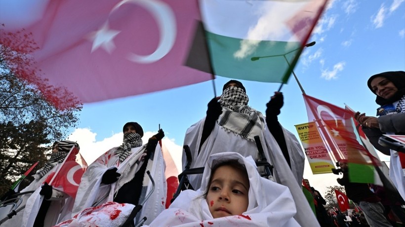 Başkentte "Büyük Gazze Yürüyüşü ve Mitingi"! Filistin'deki insanlık dramına dikkat çekiliyor