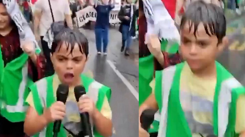 Yeni Zelanda'daki küçük çocuktan yağmur altında Filistin'e destek!